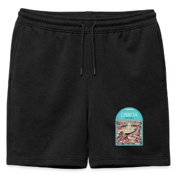 Quartier du Panthéon de Lisbonne, Portugal - Short de survêtement homme premium - noir - Devant - AI Model Male 178 light (178cm)