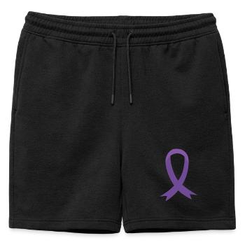 purple ribbon epilepsy awareness chronic - Mens' Premium Organic Sweatshorts - black - Front - AI Model Male 178 light (178cm)
