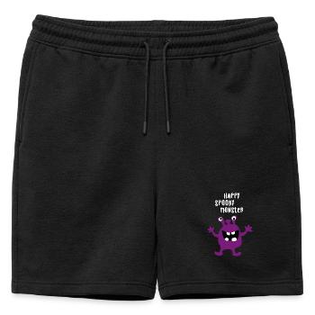 monstre heureux Halloween effrayant bande dessinée - Short de survêtement homme premium - noir - Devant - AI Model Male 178 light (178cm)