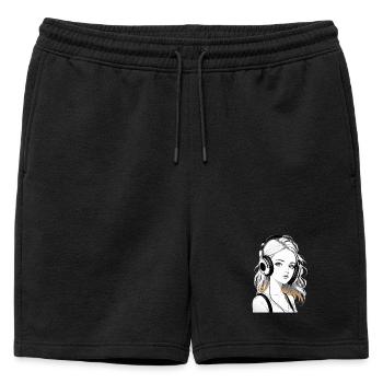 Musique Femme Fille Écouteurs Rave Idée Cadeau - Short de survêtement homme premium - noir - Devant - AI Model Male 178 light (178cm)