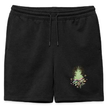 Sapin de Noël délicat avec ruban coloré - Short de survêtement homme premium - noir - Devant - AI Model Male 178 light (178cm)
