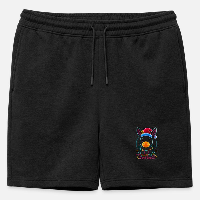 Esel Elfe Weihnachten Lustig Geschenk - Männer Premium Organic Sweatshorts - Schwarz