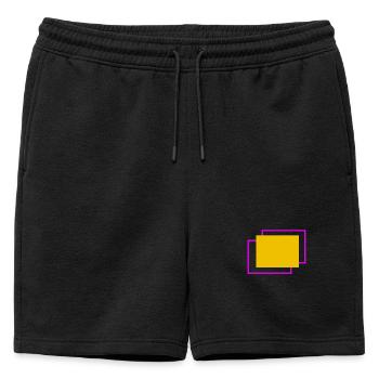 Cadre jaune et fuchsia en quinconce - Short de survêtement homme premium - noir - Devant - AI Model Male 178 light (178cm)