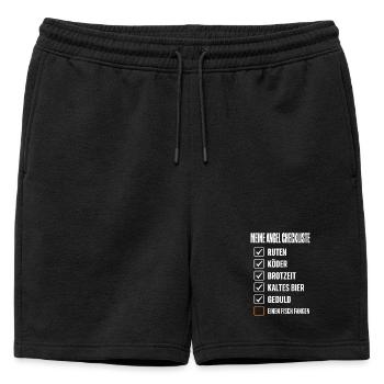 Meine Angel Checkliste Lustiges Angler Motiv mit - Männer Premium Organic Sweatshorts - Schwarz - Vorne - AI Model Male 178 light (178cm)