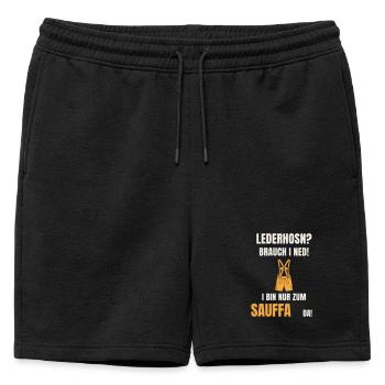 Lederhosn Brauch i ned - Sauffa Spruch Tracht - Männer Premium Organic Sweatshorts - Schwarz - Vorne - AI Model Male 178 light (178cm)