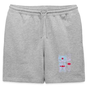 Chat mouraï flex - Mens' Premium Organic Sweatshorts - heather grey - Front - AI Model Male 178 light (178cm)