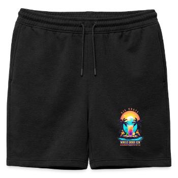 She said. Malle or I - Mens' Premium Organic Sweatshorts - black - Front - AI Model Male 178 light (178cm)