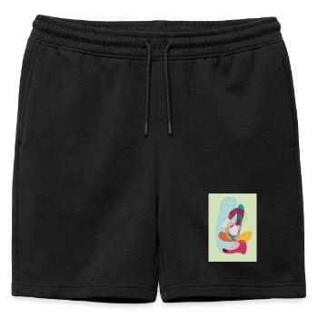 Abstrakte Farbflächen Komposition - Männer Premium Organic Sweatshorts - Schwarz - Vorne - AI Model Male 178 light (178cm)