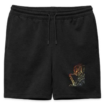 Saxophoniste Rétro - Short de survêtement homme premium - noir - Devant - AI Model Male 178 light (178cm)
