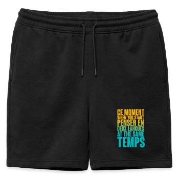 DICTON COOL POUR LES MULTILINGUES, LES INTERNATIONAUX - Short de survêtement homme premium - noir - Devant - AI Model Male 178 light (178cm)