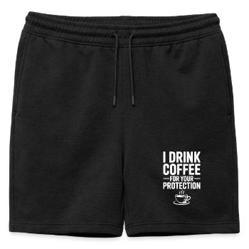 Je bois du café pour votre protection - Short de survêtement homme premium - noir - Devant - AI Model Male 178 light (178cm)