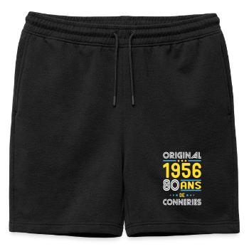 Original – 1956 – 70 years of - Mens' Premium Organic Sweatshorts - black - Front - AI Model Male 178 light (178cm)