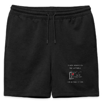 Fear of Audience – Cartoon Scene - Mens' Premium Organic Sweatshorts - black - Front - AI Model Male 178 light (178cm)