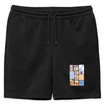 Motifs Botaniques Abstraits - Short de survêtement homme premium - noir - Devant - AI Model Male 178 light (178cm)
