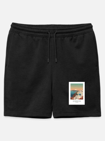 Santorini Sunset Coastal View - Mens' Premium Organic Sweatshorts - black