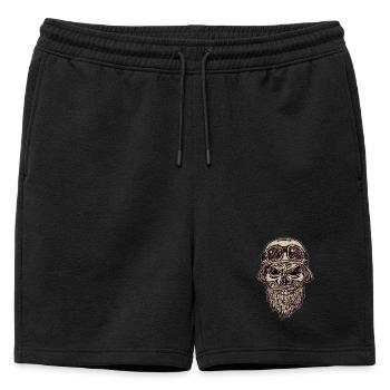 Crâne mortumétrique avec barbe et casque - Short de survêtement homme premium - noir - Devant - AI Model Male 178 light (178cm)