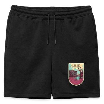 Badge retro, Lille France est ma ville natale - Short de survêtement homme premium - noir - Devant - AI Model Male 178 light (178cm)