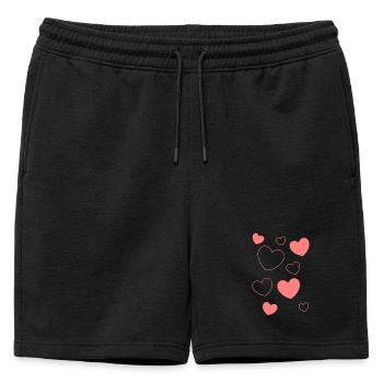 Motif de cœur rose Motif de cœur Motif cadeau de cœur - Short de survêtement homme premium - noir - Devant - AI Model Male 178 light (178cm)