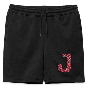 Lettre J - bisous shirt - Short de survêtement homme premium - noir - Devant - AI Model Male 178 light (178cm)