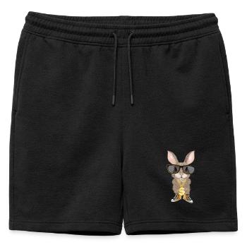 lapin mignon comme hip hopper avec des lunettes cool - Short de survêtement homme premium - noir - Devant - AI Model Male 178 light (178cm)