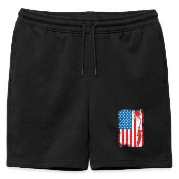 Welding USA Flag - Mens' Premium Organic Sweatshorts - black - Front - AI Model Male 178 light (178cm)