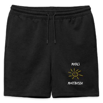 MISTRESS. THANK YOU. THANK YOU MISTRESS - Mens' Premium Organic Sweatshorts - black - Front - AI Model Male 178 light (178cm)