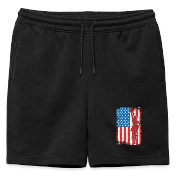 USA Patriotic Cheerleader - Mens' Premium Organic Sweatshorts - black - Front - AI Model Male 178 light (178cm)