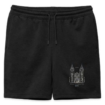 London, Naturkundemuseum NHM, Zeichnung, UK - Männer Premium Organic Sweatshorts - Schwarz - Vorne - AI Model Male 178 light (178cm)