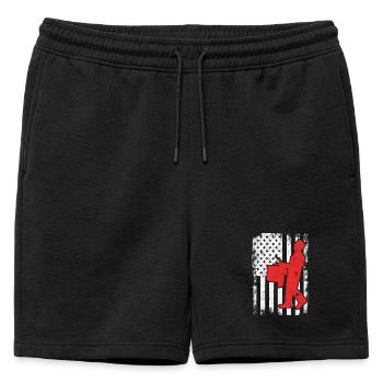 USA Patriotic drummer - Mens' Premium Organic Sweatshorts - black - Front - AI Model Male 178 light (178cm)