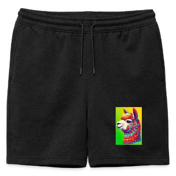 Alpaca - Mens' Premium Organic Sweatshorts - black - Front - AI Model Male 178 light (178cm)