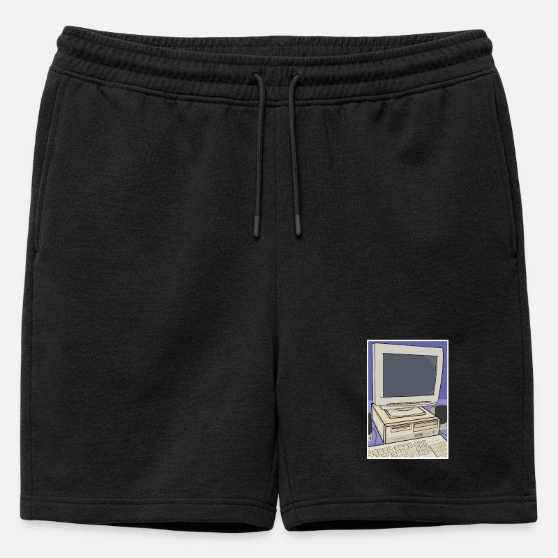 Retro-Computer-Desktop-Einrichtung - Männer Premium Organic Sweatshorts - Schwarz
