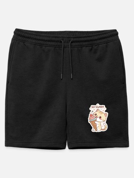 Gourmet cat and pastel cone - Mens' Premium Organic Sweatshorts - black