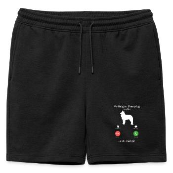 Le chien de berger belge appelle le chien d’art de l’écran du téléphone - Short de survêtement homme premium - noir - Devant - AI Model Male 178 light (178cm)