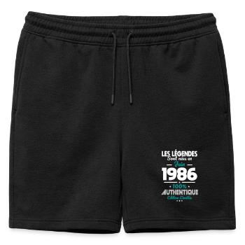 Anniversaire 40 ans - Légendes nées Juin 1986 - Short de survêtement homme premium - noir - Devant - AI Model Male 178 light (178cm)