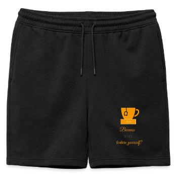 TEA-RIFFIC (Orange + Grey) - Mens' Premium Organic Sweatshorts - black - Front - AI Model Male 178 light (178cm)