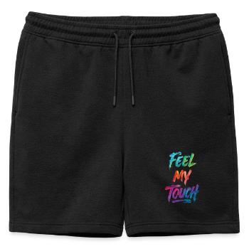 Feel My Touch Texte Coloré Peinture Imprimé - Short de survêtement homme premium - noir - Devant - AI Model Male 178 light (178cm)