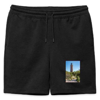 Phare Darsser Localité Mer Baltique Plage ouest - Short de survêtement homme premium - noir - Devant - AI Model Male 178 light (178cm)