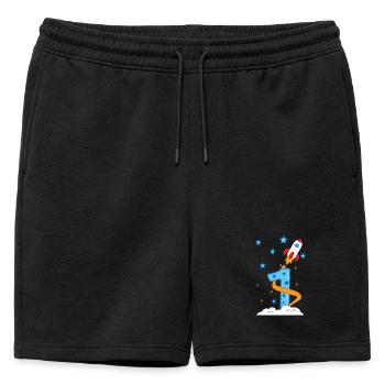 1. Anniversaire bébé enfant fusée - Short de survêtement homme premium - noir - Devant - AI Model Male 178 light (178cm)
