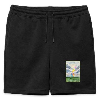 Paysage aquarelle avec boule - Short de survêtement homme premium - noir - Devant - AI Model Male 178 light (178cm)