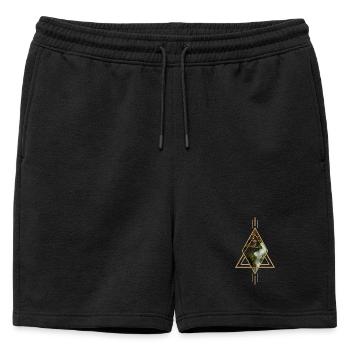 Super ville sur le rocher avec des fées. - Short de survêtement homme premium - noir - Devant - AI Model Male 178 light (178cm)