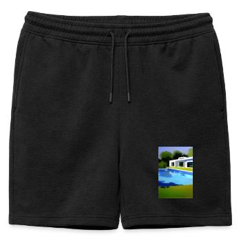 Villa blanche avec piscine - Short de survêtement homme premium - noir - Devant - AI Model Male 178 light (178cm)