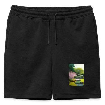Jardin zen chinois - Short de survêtement homme premium - noir - Devant - AI Model Male 178 light (178cm)