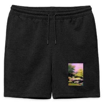 Jardin zen chinois - Short de survêtement homme premium - noir - Devant - AI Model Male 178 light (178cm)
