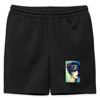 Art facial abstrait - Short de survêtement homme premium - noir - Devant - AI Model Male 178 light (178cm)