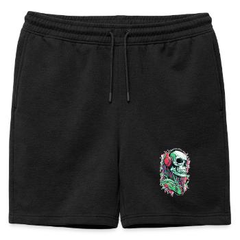 Skull Music - Mens' Premium Organic Sweatshorts - black - Front - AI Model Male 178 light (178cm)