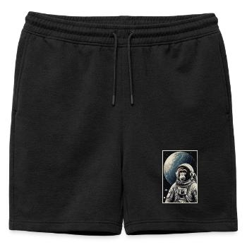 Singe astronaute - Short de survêtement homme premium - noir - Devant - AI Model Male 178 light (178cm)