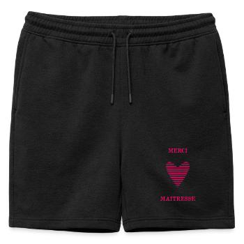 MERCI. MAÎTRESSE. MERCI MAÎTRESSE - Short de survêtement homme premium - noir - Devant - AI Model Male 178 light (178cm)