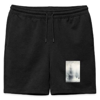 Navires mystiques dans le brouillard : l’art du paysage onirique maritime - Short de survêtement homme premium - noir - Devant - AI Model Male 178 light (178cm)