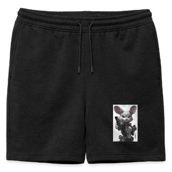Action bunny in leather jacket - Mens' Premium Organic Sweatshorts - black - Front - AI Model Male 178 light (178cm)