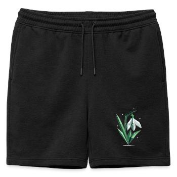 Delicate Polygonal Snowdrop Illustration - Mens' Premium Organic Sweatshorts - black - Front - AI Model Male 178 light (178cm)